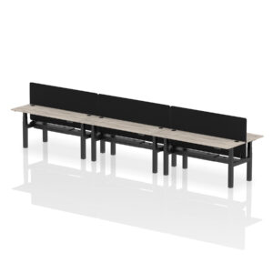 Air Back-to-Back Slimline Height Adjustable Bench Desk - 6 Person with Black Straight Screen - Image 70