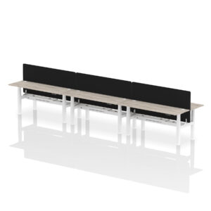 Air Back-to-Back Slimline Height Adjustable Bench Desk - 6 Person with Black Straight Screen - Image 72