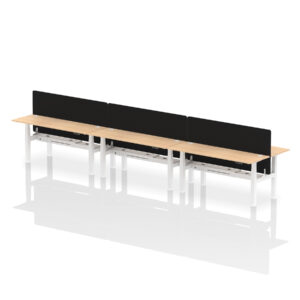 Air Back-to-Back Slimline Height Adjustable Bench Desk - 6 Person with Black Straight Screen - Image 75