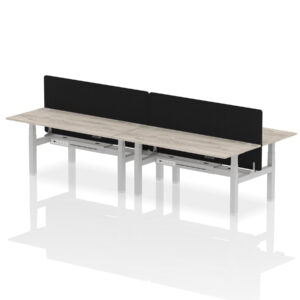Air Back-to-Back Height Adjustable Bench Desk - 4 Person with Black Straight Screen - Image 71