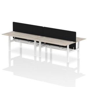 Air Back-to-Back Height Adjustable Bench Desk - 4 Person with Black Straight Screen - Image 72
