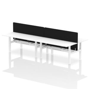 Air Back-to-Back Height Adjustable Bench Desk - 4 Person with Black Straight Screen - Image 84