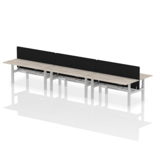 Air Back-to-Back Height Adjustable Bench Desk - 6 Person with Black Straight Screen - Image 71