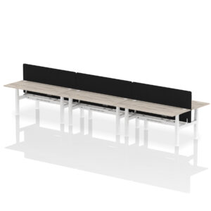 Air Back-to-Back Height Adjustable Bench Desk - 6 Person with Black Straight Screen - Image 72