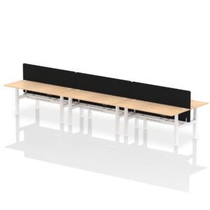 Air Back-to-Back Height Adjustable Bench Desk - 6 Person with Black Straight Screen - Image 75