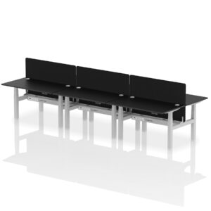 Air Back-to-Back Height Adjustable Bench Desk - 6 Person with Black Straight Screen - Image 26