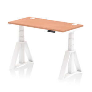 Air Height Adjustable Slimline Desk With Cable Ports With Piste Foot - Image 21