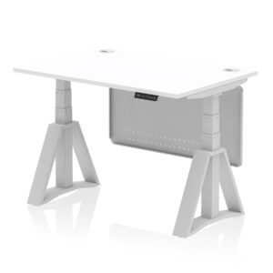 Air Height Adjustable Desk With Cable Ports With Steel Modesty Panel With Piste Foot - Image 9