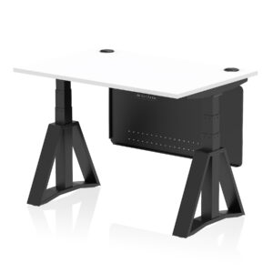 Air Height Adjustable Desk With Cable Ports With Steel Modesty Panel With Piste Foot - Image 57