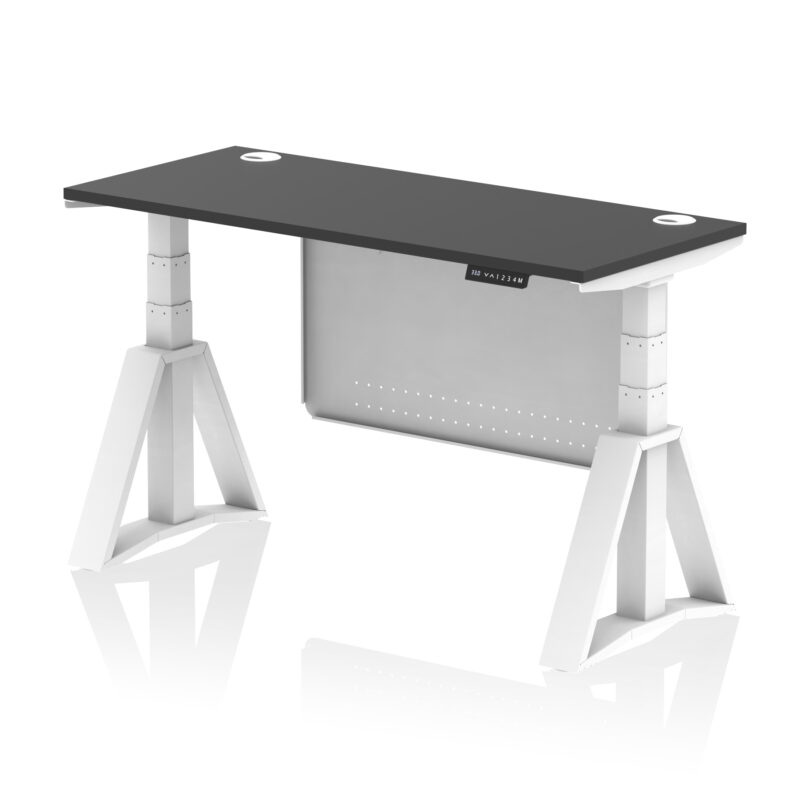 Air Height Adjustable Slimline Desk With Cable Ports With Steel Modesty Panel With Piste Foot - Image 78