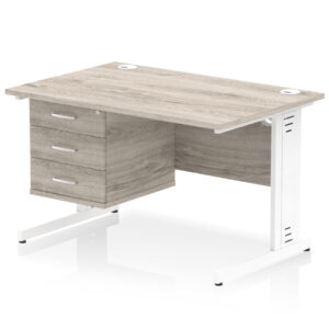 Impulse 1200mm Cable Managed Straight Desk With Single Fixed Pedestal - Image 12