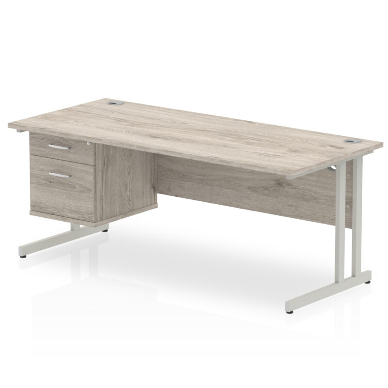 Impulse 1800mm Cantilever Straight Desk With Single Fixed Pedestal - Image 27