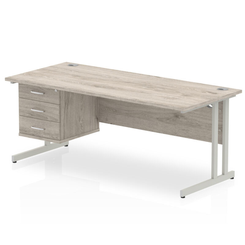 Impulse 1800mm Cantilever Straight Desk With Single Fixed Pedestal - Image 28