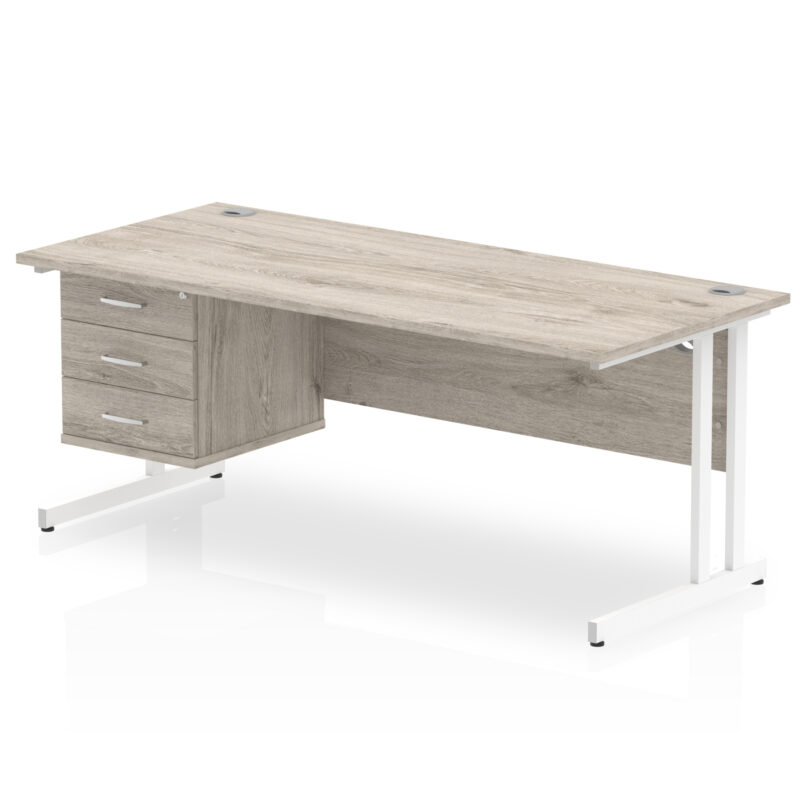 Impulse 1800mm Cantilever Straight Desk With Single Fixed Pedestal - Image 6
