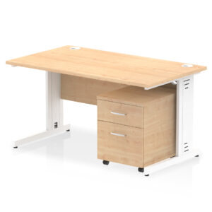 Impulse 1400mm Cable Managed Straight Desk With Mobile Pedestal - Image 11