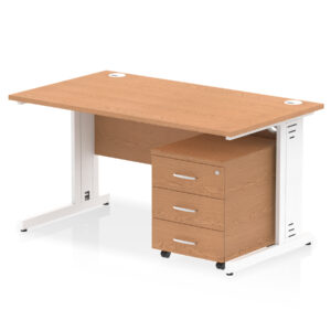 Impulse 1400mm Cable Managed Straight Desk With Mobile Pedestal - Image 16