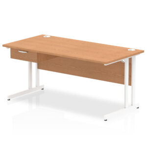 Impulse Cantilever Straight Desk White Frame With Single One Drawer Fixed Pedestal - Image 19