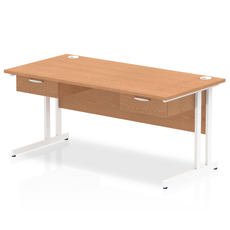 Impulse Cantilever Straight Desk White Frame With Two One Drawer Fixed Pedestals - Image 5