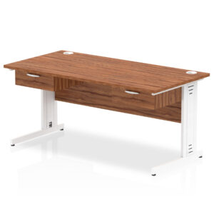 Impulse Cable Managed Straight Desk White Frame With Two One Drawer Fixed Pedestals - Image 7
