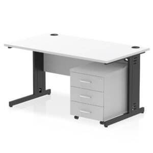 Impulse 1400mm Cable Managed Straight Desk With Mobile Pedestal - Image 37