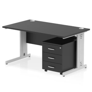 Impulse 1400mm Cable Managed Straight Desk With Mobile Pedestal - Image 40