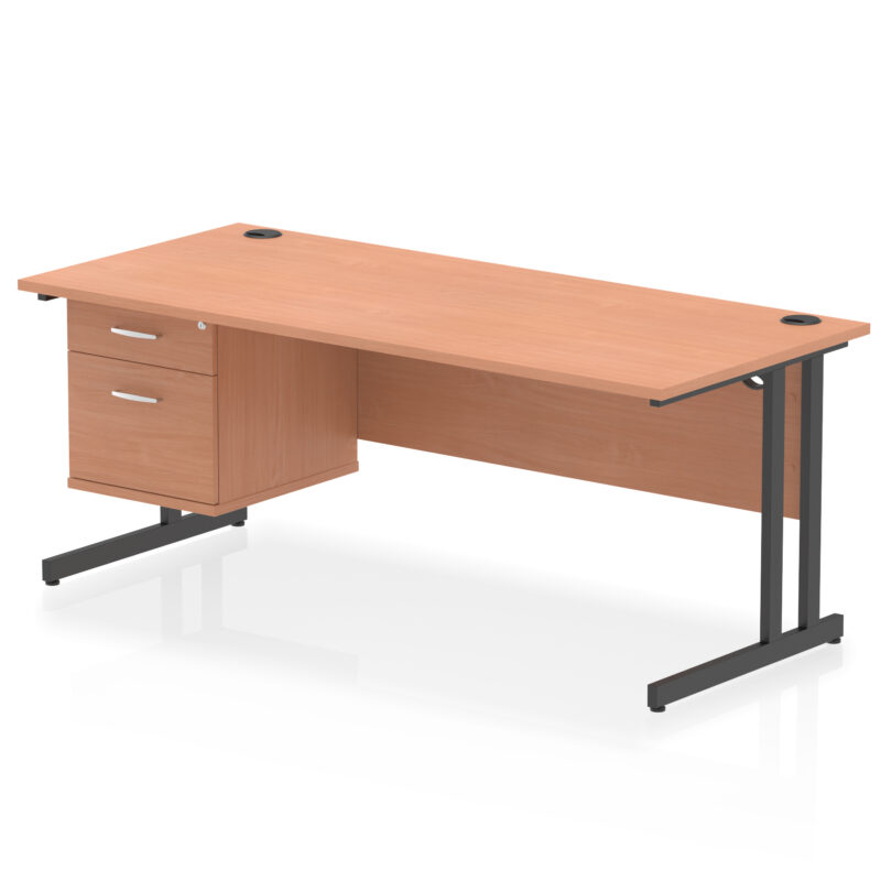 Impulse 1800mm Cantilever Straight Desk With Single Fixed Pedestal - Image 47