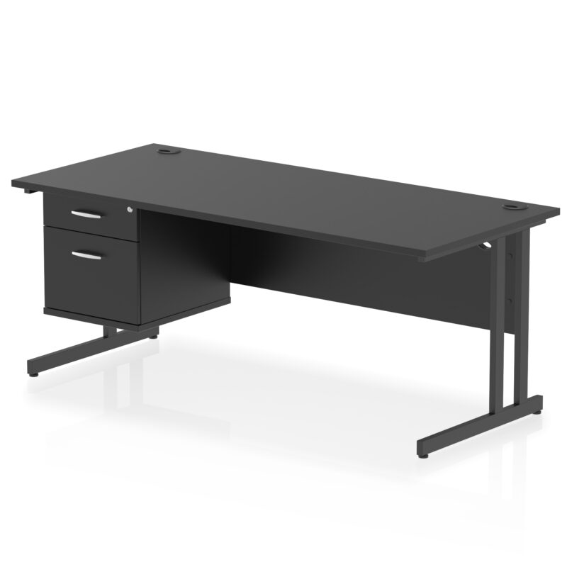 Impulse 1800mm Cantilever Straight Desk With Single Fixed Pedestal - Image 48