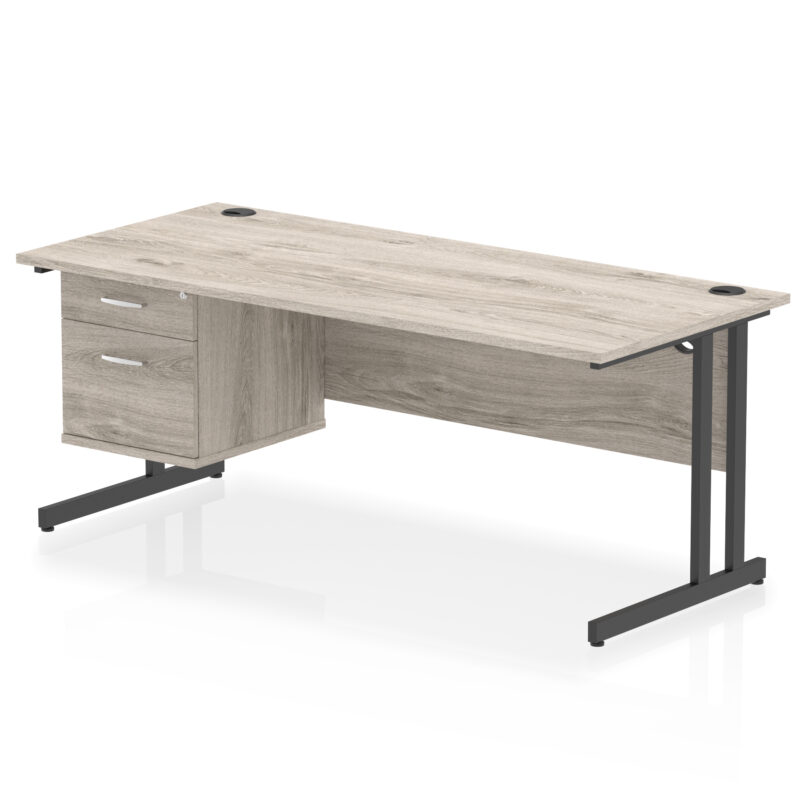 Impulse 1800mm Cantilever Straight Desk With Single Fixed Pedestal - Image 49