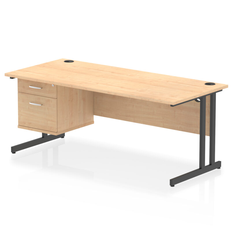 Impulse 1800mm Cantilever Straight Desk With Single Fixed Pedestal - Image 50