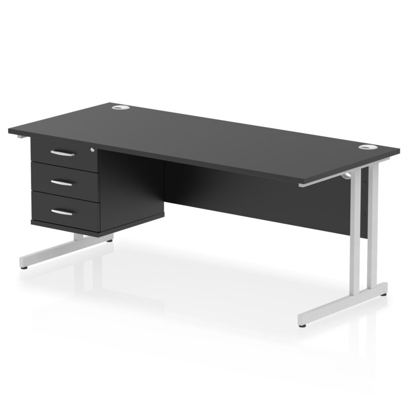 Impulse 1800mm Cantilever Straight Desk With Single Fixed Pedestal - Image 46