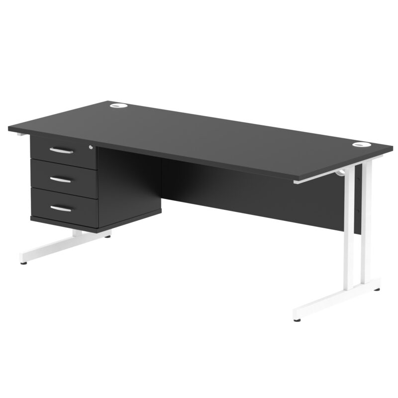 Impulse 1800mm Cantilever Straight Desk With Single Fixed Pedestal - Image 62