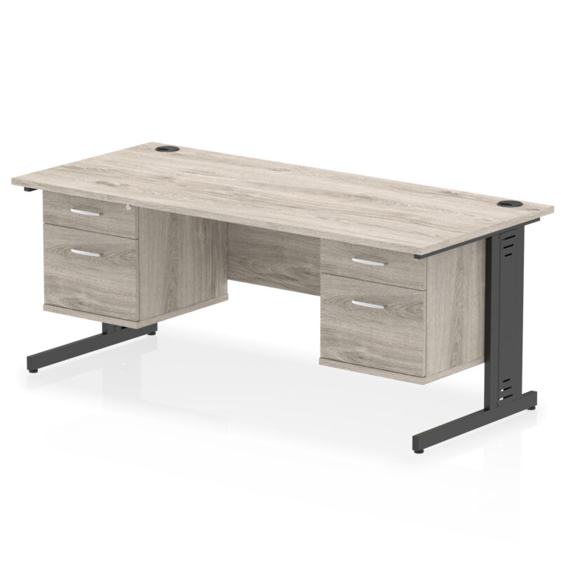 Impulse 1800mm Cable Managed Straight Desk With Two Fixed Pedestal - Image 49