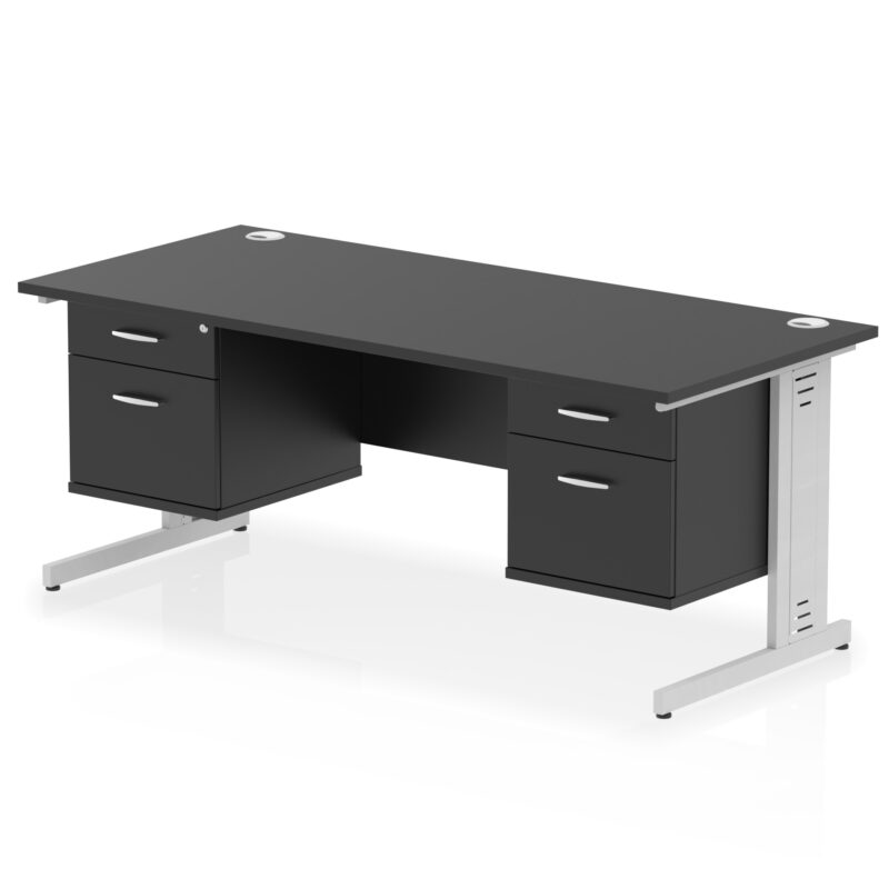 Impulse 1800mm Cable Managed Straight Desk With Two Fixed Pedestal - Image 50