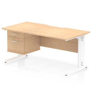 Impulse Scalloped Edge 1600mm Cable Managed Straight Desk With Single Fixed Pedestal - Image 11