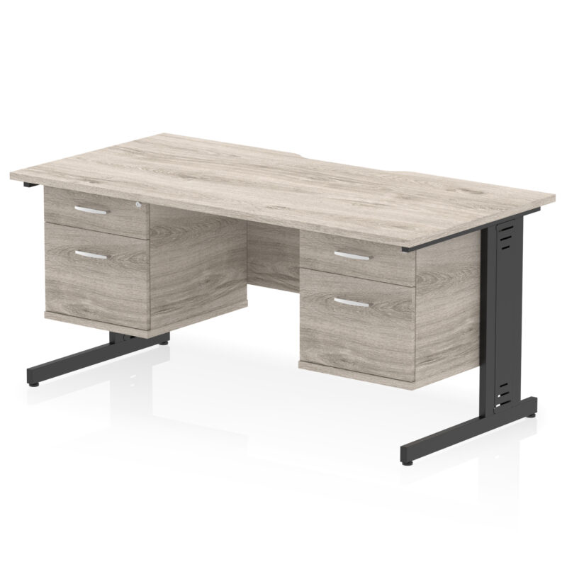 Impulse Scalloped Edge 1600mm Cable Managed Straight Desk With Two Fixed Pedestal - Image 25