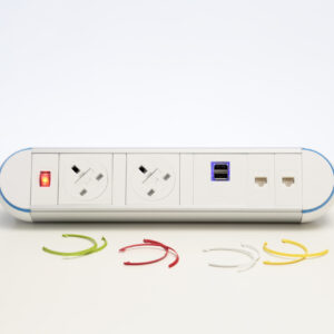 Impulse Desktop Module 2 x 3.15A UK Sockets, 1 x Neon Switch, 1 x 500mm Lead to 3 Pole Connector in Black - Image 2
