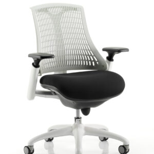 Flex Medium Back White Frame Task Operator Office Chair with Arms - Image 2