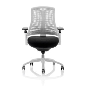 Flex Medium Back White Frame Task Operator Office Chair with Arms - Image 3
