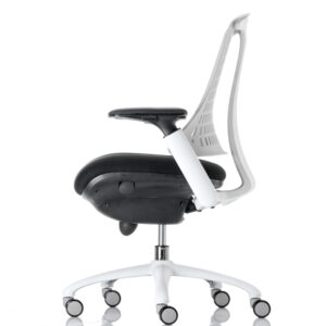 Flex Medium Back White Frame Task Operator Office Chair with Arms - Image 4