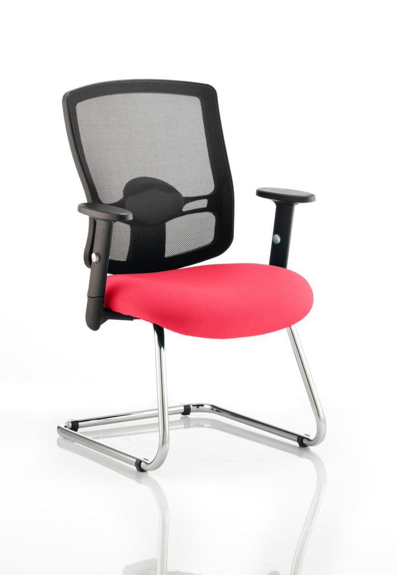 Portland Mesh Back Cantilever Visitor Chair with Arms - Image 9
