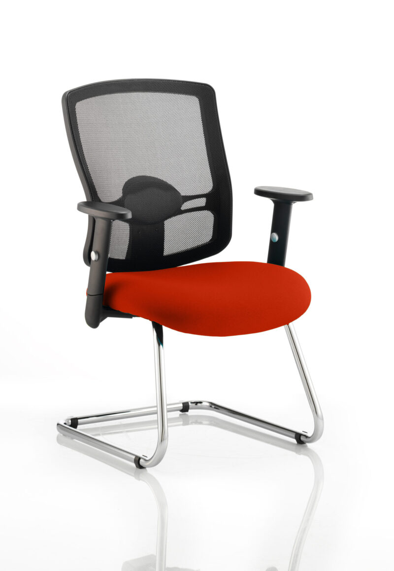 Portland Mesh Back Cantilever Visitor Chair with Arms - Image 12