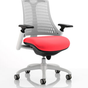 Flex Medium Back White Frame Task Operator Office Chair with Arms - Image 29