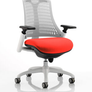 Flex Medium Back White Frame Task Operator Office Chair with Arms - Image 32