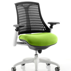 Flex Medium Back White Frame Task Operator Office Chair with Arms - Image 38
