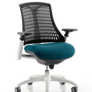 Flex Medium Back White Frame Task Operator Office Chair with Arms - Image 43