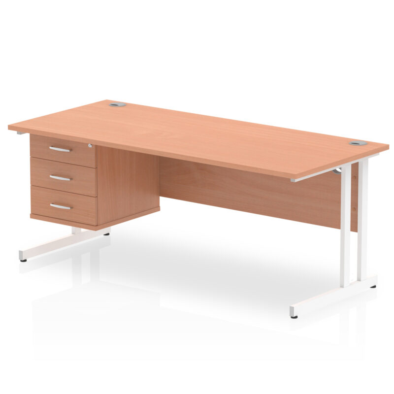 Impulse 1800mm Cantilever Straight Desk With Single Fixed Pedestal - Image 3