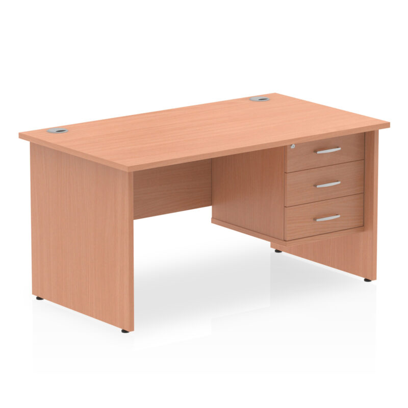 Impulse 1400mm Panel End Straight Desk With Single Fixed Pedestal - Image 4