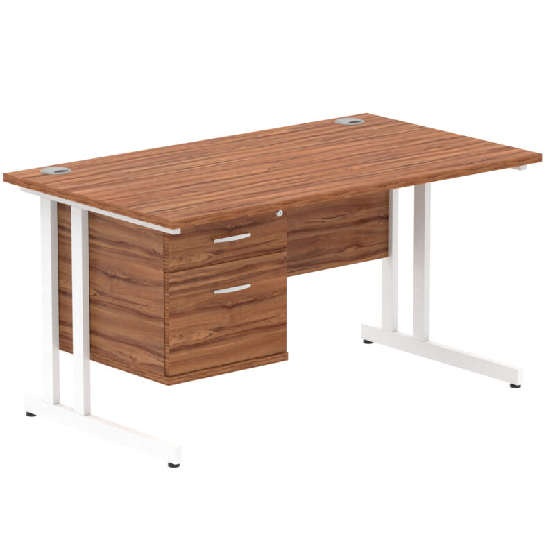 Impulse 1400mm Cantilever Straight Desk With Single Fixed Pedestal - Image 42
