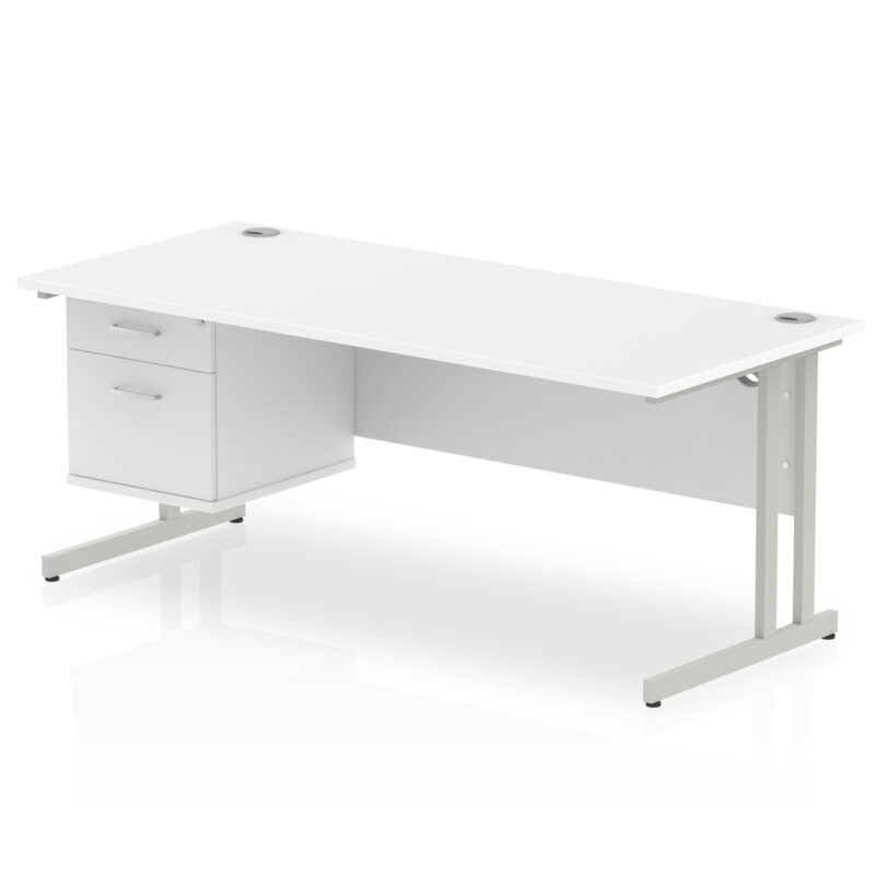 Impulse 1800mm Cantilever Straight Desk With Single Fixed Pedestal - Image 41
