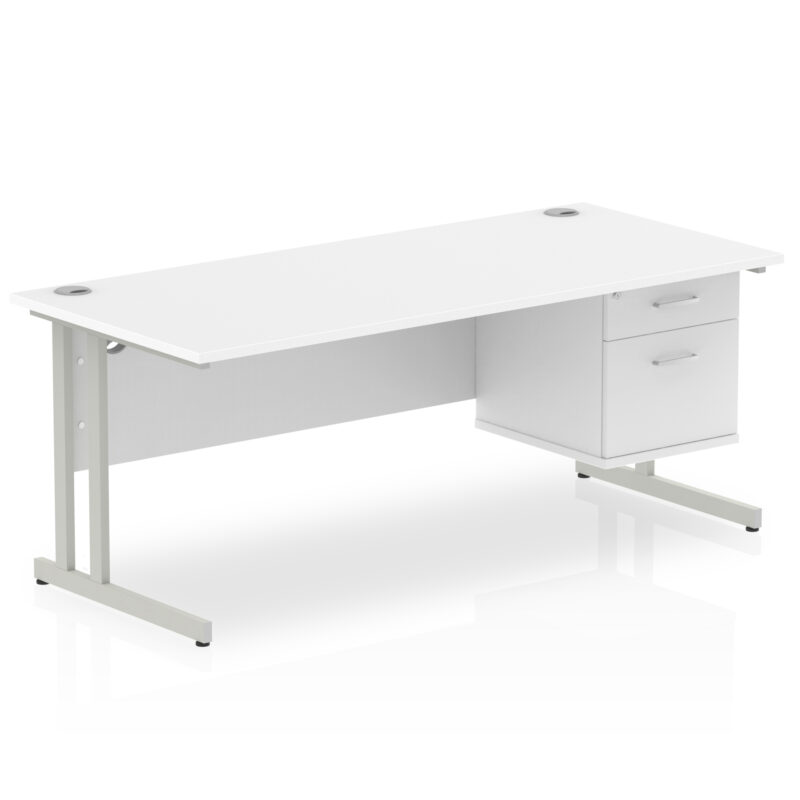 Impulse 1800mm Cantilever Straight Desk With Single Fixed Pedestal - Image 42
